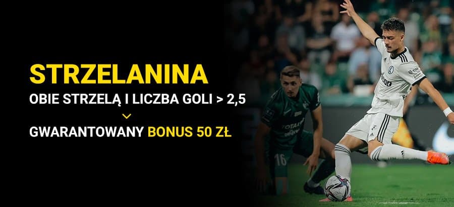 Obrazek newsa : Strzelanina w meczu Legii? Fortuna wypłaca 50 PLN bonusu!