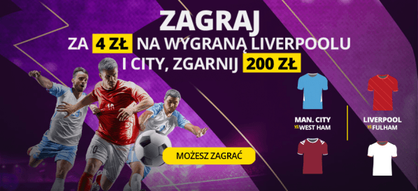 Obrazek newsa : Bonus Fortuna: 200 zł za wygraną Man City i Liverpoolu