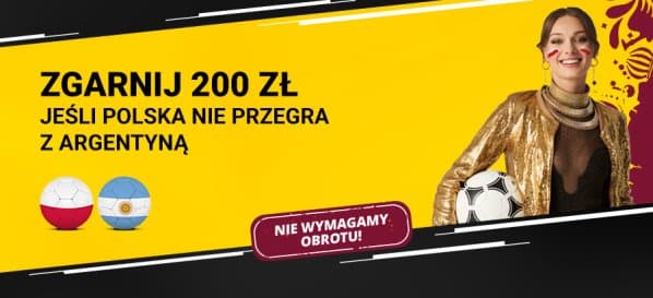 Obrazek newsa : Fortuna bonus MŚ 2022: 200 zł za wygraną lub remis Polski z Argentyną