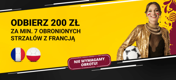 Obrazek newsa : Fortuna bonus MŚ 2022: 200 zł za min. 7 obronionych strzałów Polski z Francją