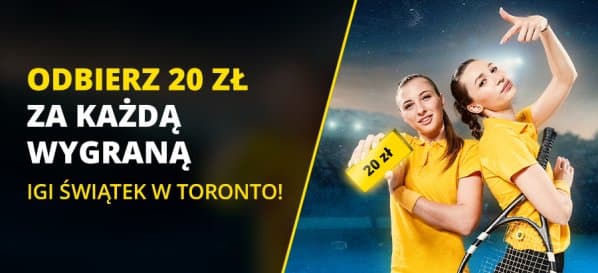 Obrazek newsa : Bonus Fortuna: 20 zł za każdą wygraną Igi Świątek w ATP Toronto 2022