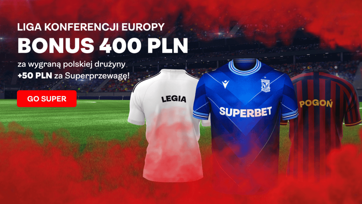 Obrazek newsa : Superbet bonus: 400 PLN za wygraną Lecha, Legii lub Pogoni