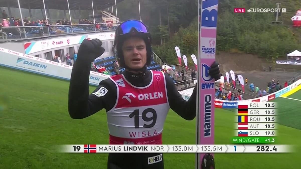 Obrazek newsa : Marius Lindvik wygrywa w Wiśle. Dwóch Polaków w dziesiątce