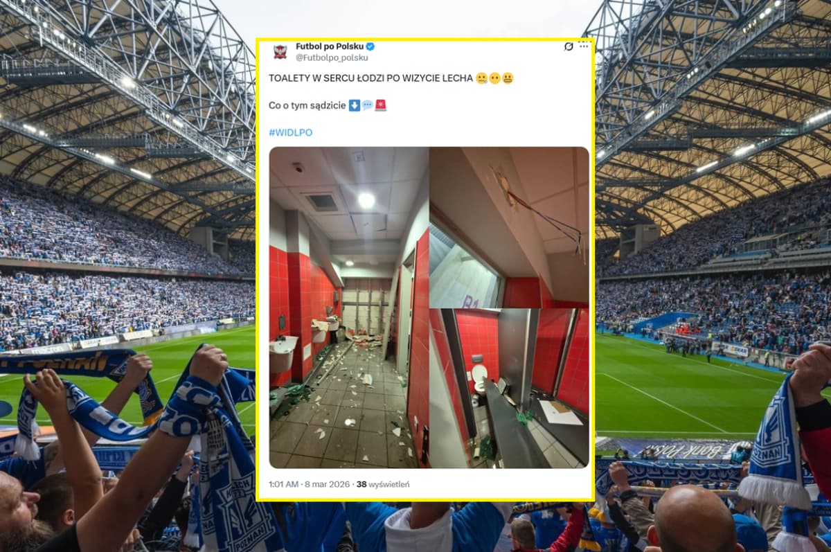 Obrazek newsa : Skandaliczne zachowanie kibiców Lecha Poznań. Całkowicie zdewastowali toalety na stadionie w Łodzi [ZDJĘCIA]