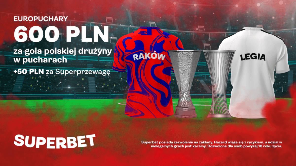 Obrazek newsa : Superbet bonus: 600 PLN za gola Rakowa lub Legii w Europejskich Pucharach