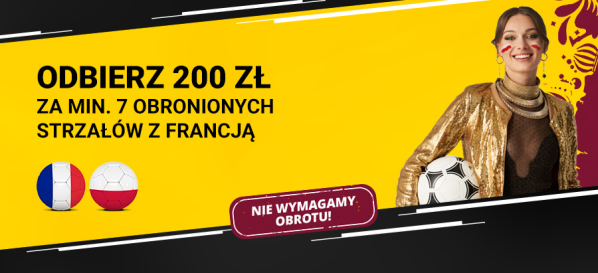 Fortuna bonus MŚ 2022: 200 zł za min. 7 obronionych strzałów Polski z Francją