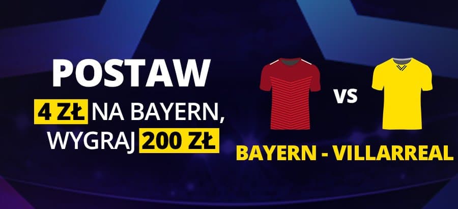 Bonus Fortuna Liga Mistrzów. 200 zł za wygraną Bayernu z Villarreal