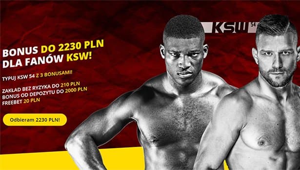 Obrazek newsa : KSW 54 kursy i zakłady bukmacherskie. Bonus 2230 PLN od bukmachera Fortuna