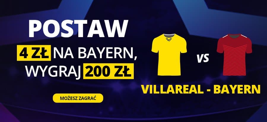 Fortuna bonus. Bonus 200 zł za wygraną Bayernu z Villarreal