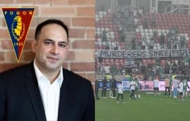 Właściciel Pogoni Szczecin o transparencie kibiców Maccabi. "Pie****ć Izrael"